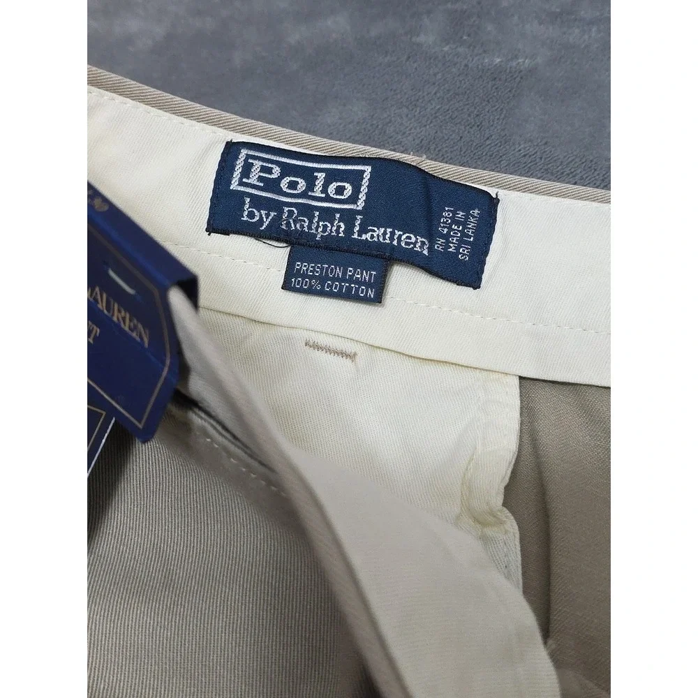 Polo Ralph Lauren Preston Pant 40x30 NWT Vintage Khaki Flat Front Pony On Pocket